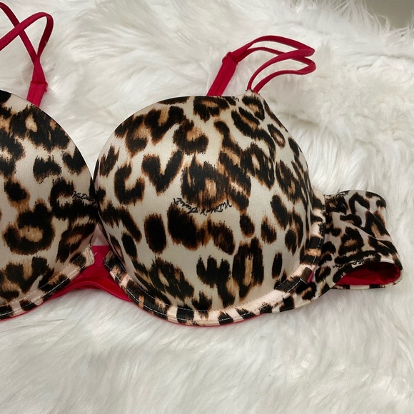 Very Sexy Victorias Secret Y2K Leopard Print Bra with Red Straps - Picture 3 of 7